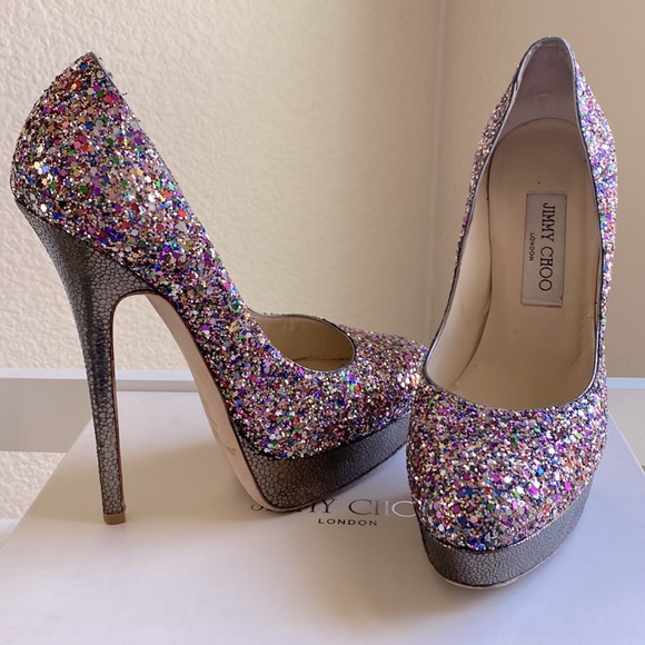 ✨RARE JIMMY CHOO GLITTER HEELS✨ - Picture 3 of 10
